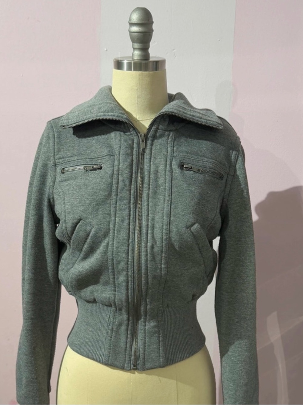 Ambiance Gray Zip-Front Bomber Jacket